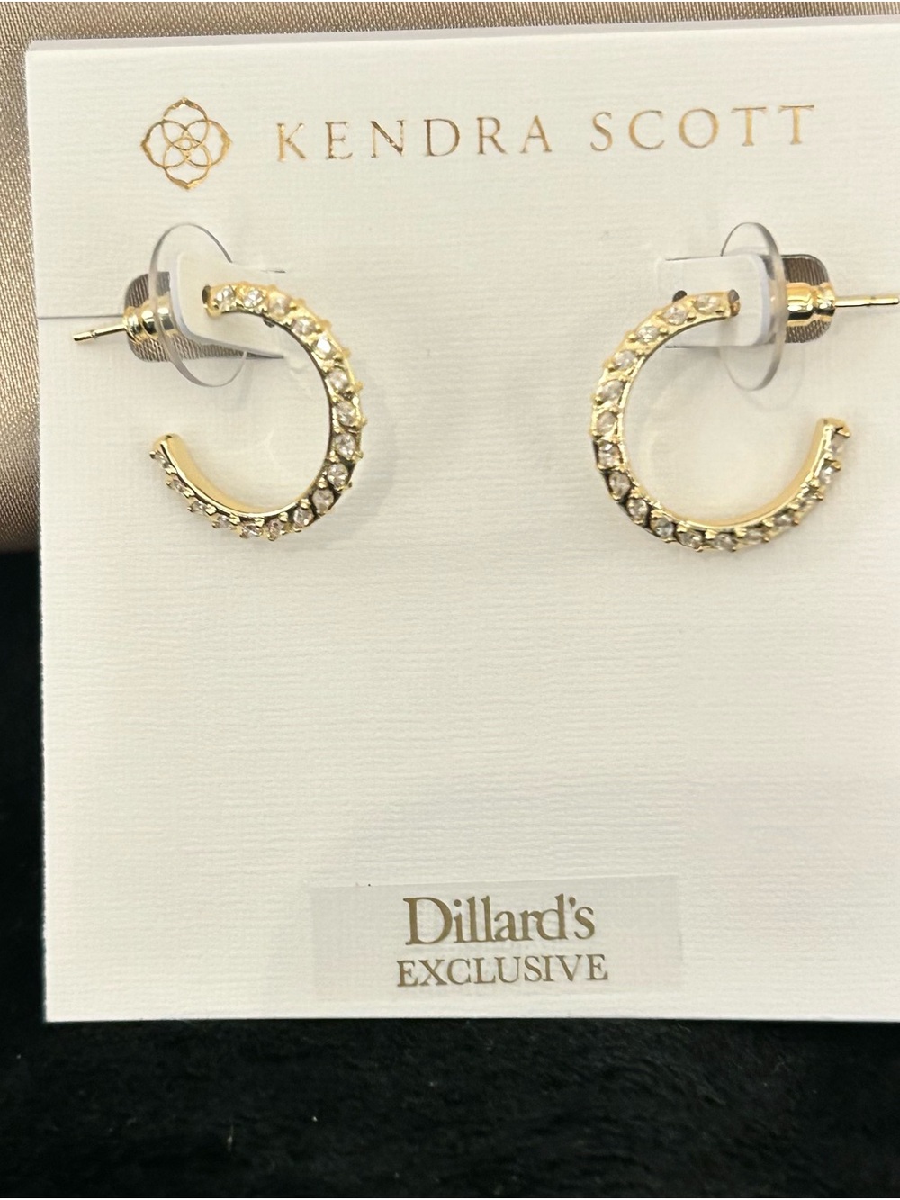 Kendra Scott Gold White Crystal Demi-Hoop Earrings